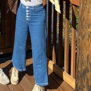 Urban Outfitters BDG Blue High-Waisted Cropped Wide Leg Jeans